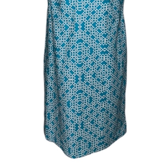 NWT Eliza J Turquoise Blue & Lime Green Sleeveless Retro Mod Print Dress - 6 - Picture 3 of 12